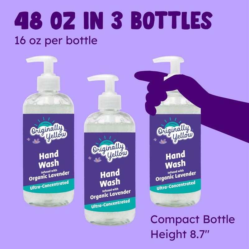 Originally Yellow Hand Soap l Infused with Organic Lavender | Gentle Hand Soap | 16 Fl Oz (3-Pack)