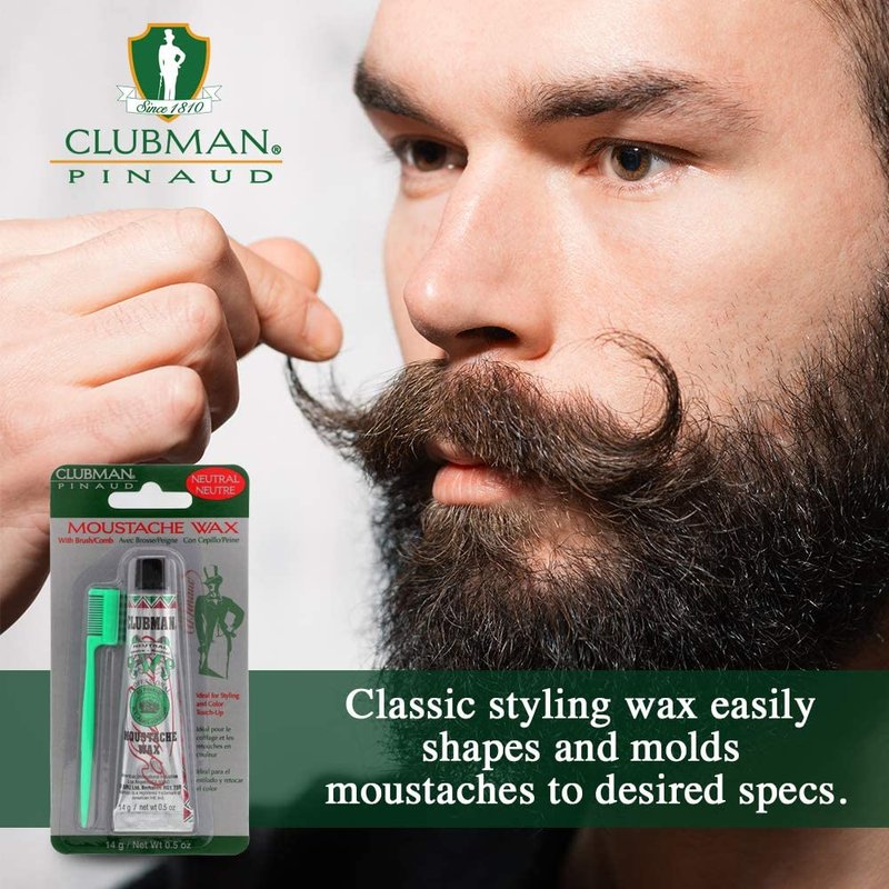 Clubman Moustache Wax - Neutral Styling Formula | 0.50 oz (Pack of 8)