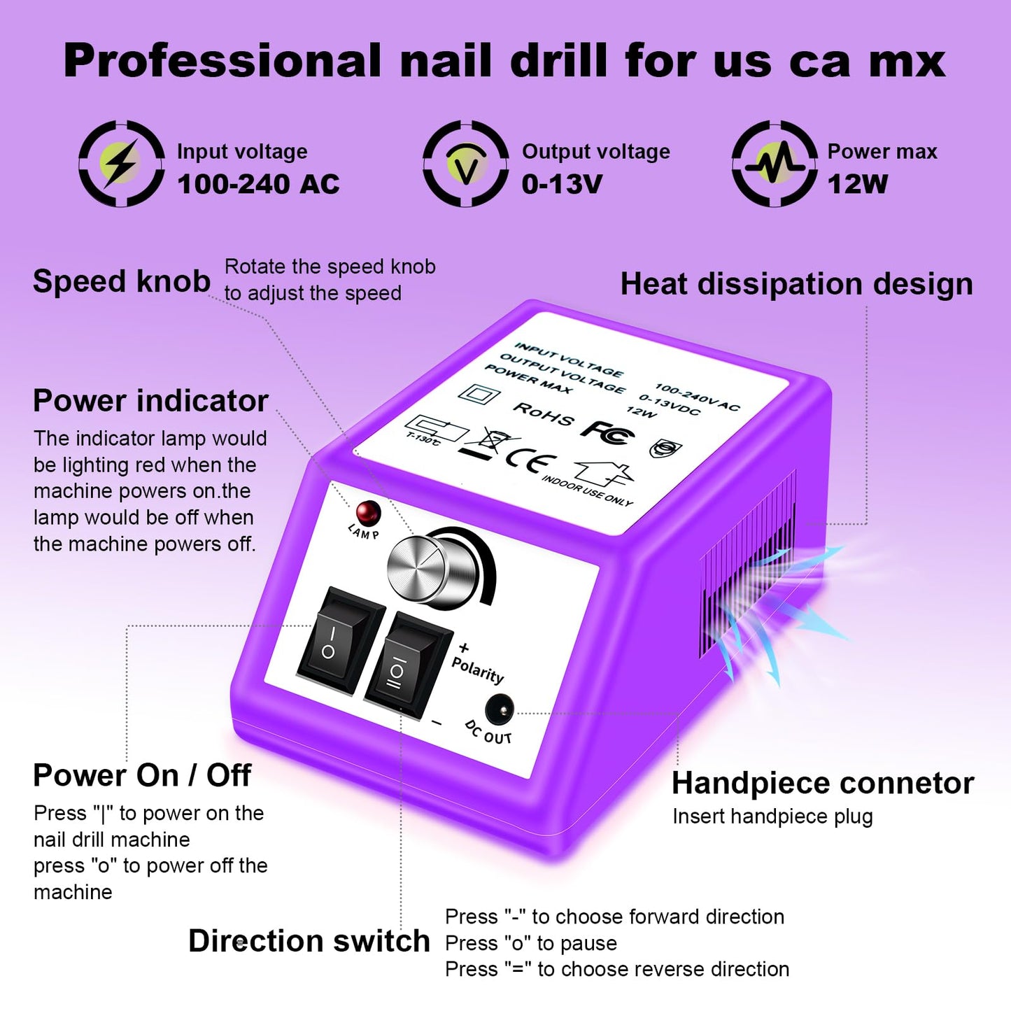 LAVAED Electric Nail Drill Professional and UV LED Nail Lamp Kit