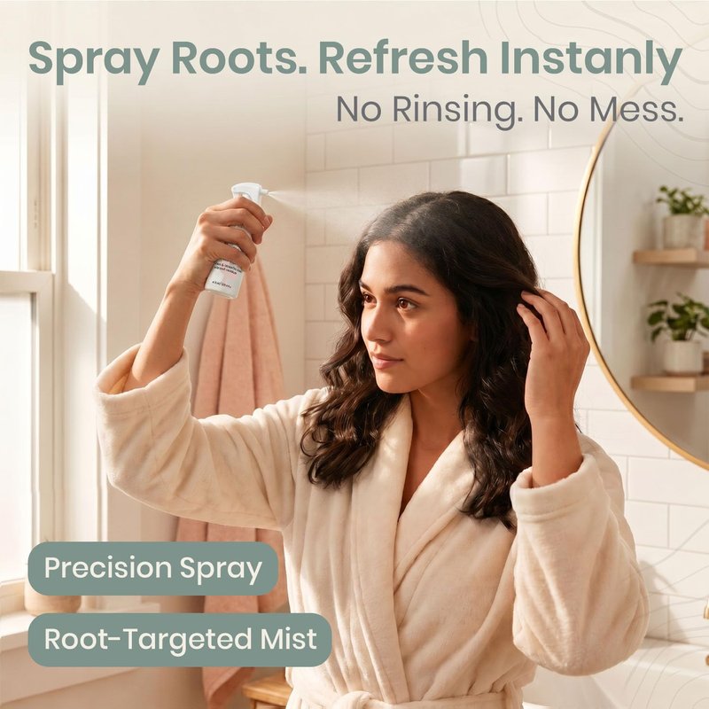 Ahimsa Non Aerosol Dry Shampoo Mist Spray Jasmine Scent, 4oz, No White Residue Spray Dry Shampoo for Women, Post Workout Hair Refresher for Sweat, Oil & Odor Control, Cruelty-Free Vegan Clean Formula