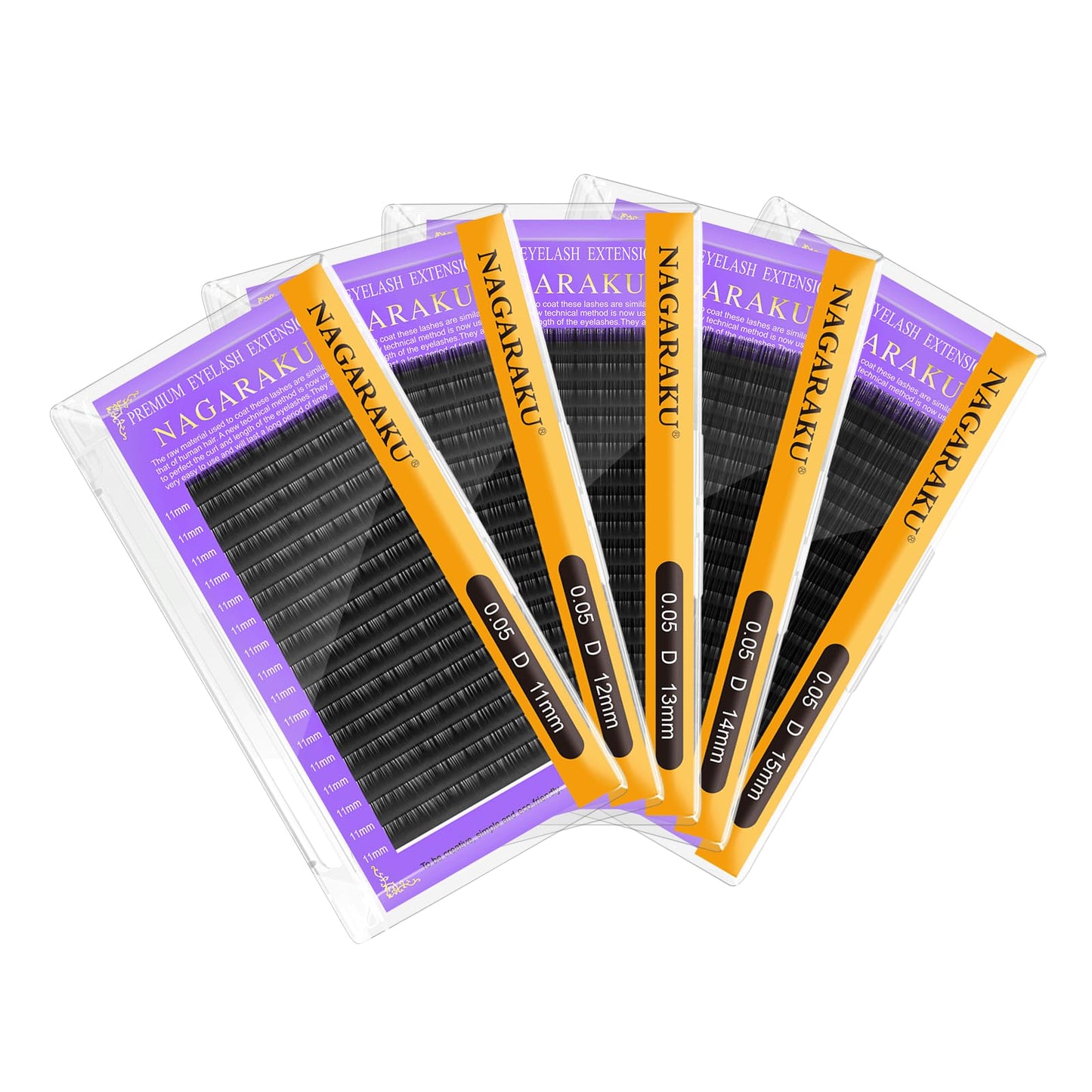 NAGARAKU Classic Individual Lashes 0.05 D 11/12/13/14/15mm 5 Trays/Pack