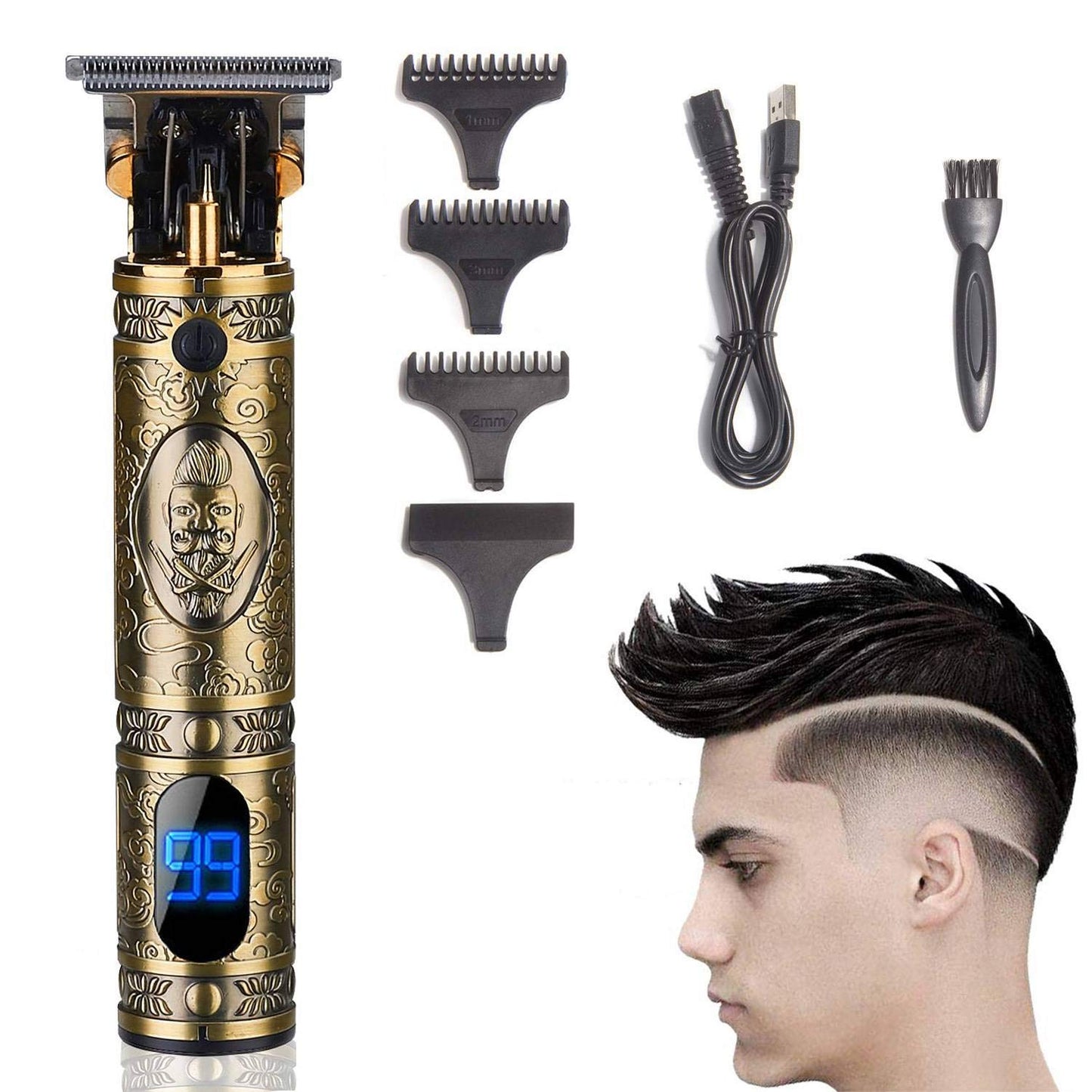 daydayone Beard Trimmer Hair Clippers for Men, Professional T-Blade Trimmer Cordless Rechargeable Hair Edgers Clippers Electric Beard Shaver with LED Display