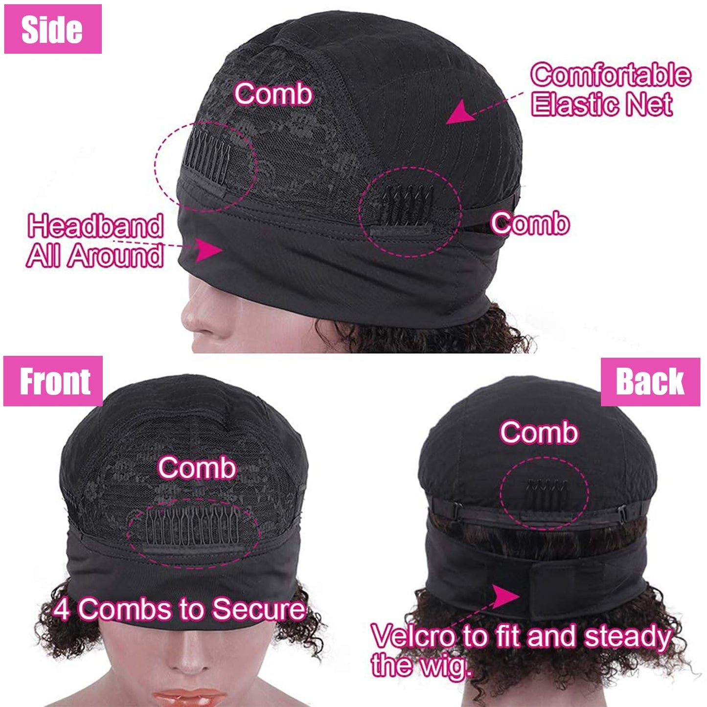 CUUYUN Kinky Curly Headband Wig Human Hair Curly Headband Wigs for Black Women 14 Inch None Lace Front Wigs Machine Made Wigs Glueless Brazilian Curly Human Hair Wig
