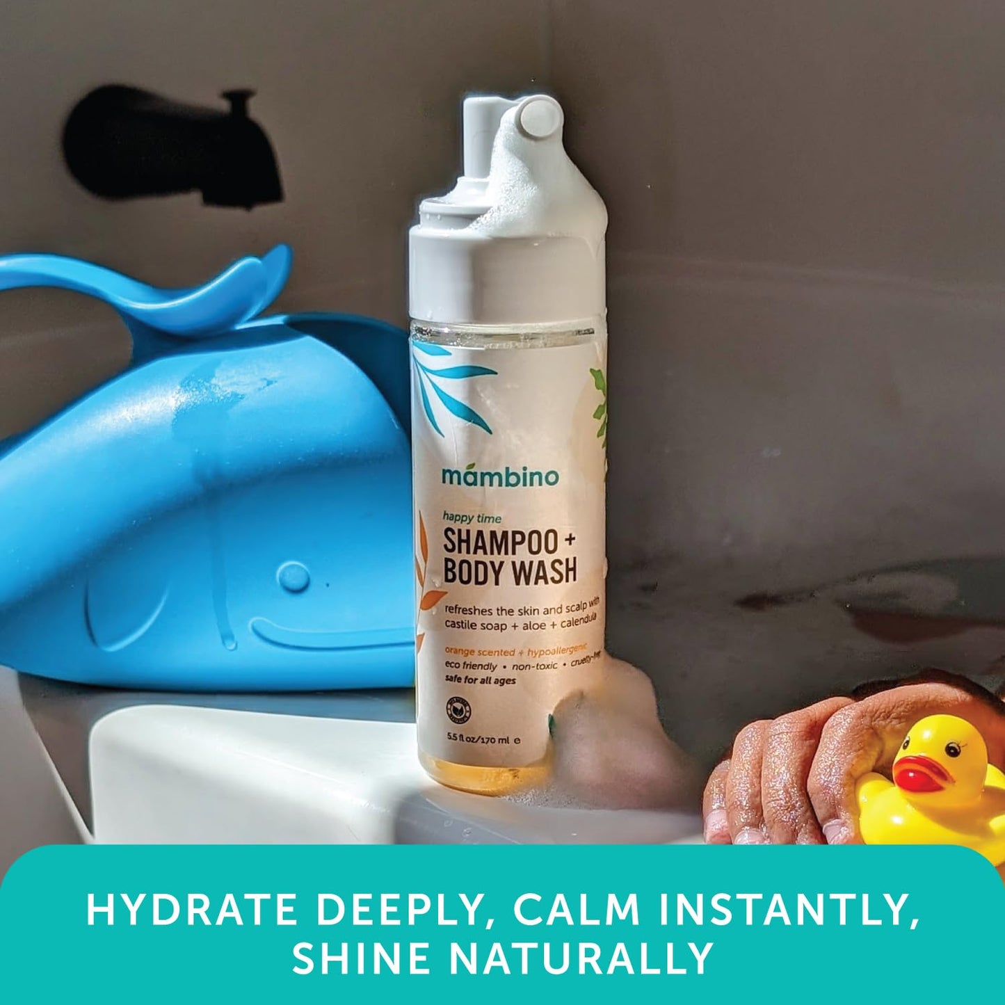 Mambino Organics Happy Time Shampoo & Body Wash for Kids, Plant-Based Body Wash, Calendula & Orange, 5.5floz, 3-Pack
