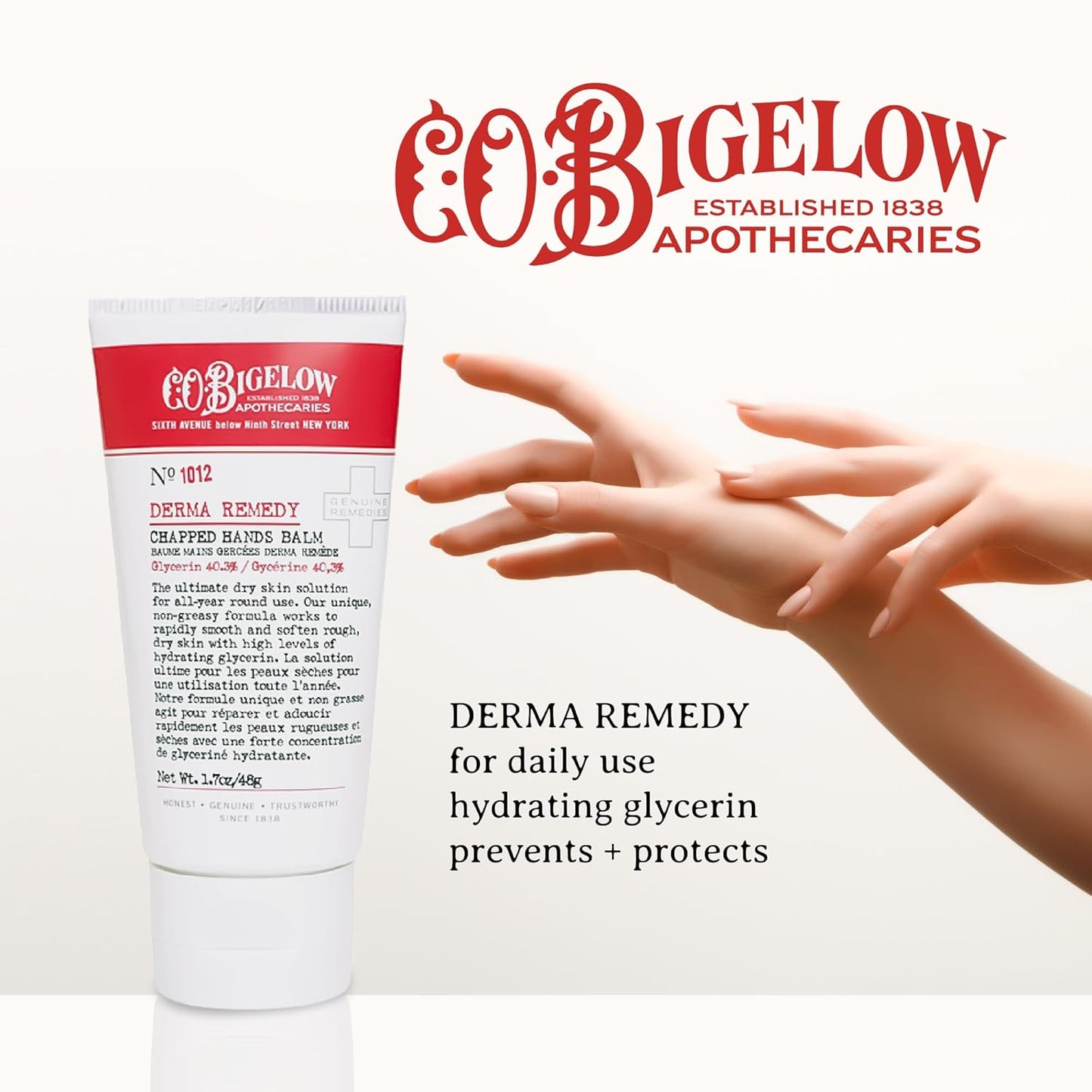 C.O. Bigelow Chapped Hands Balm - Glycerin Hand Lotion Cream for Softening Dry Skin | 1.7 oz (Pack of 2)