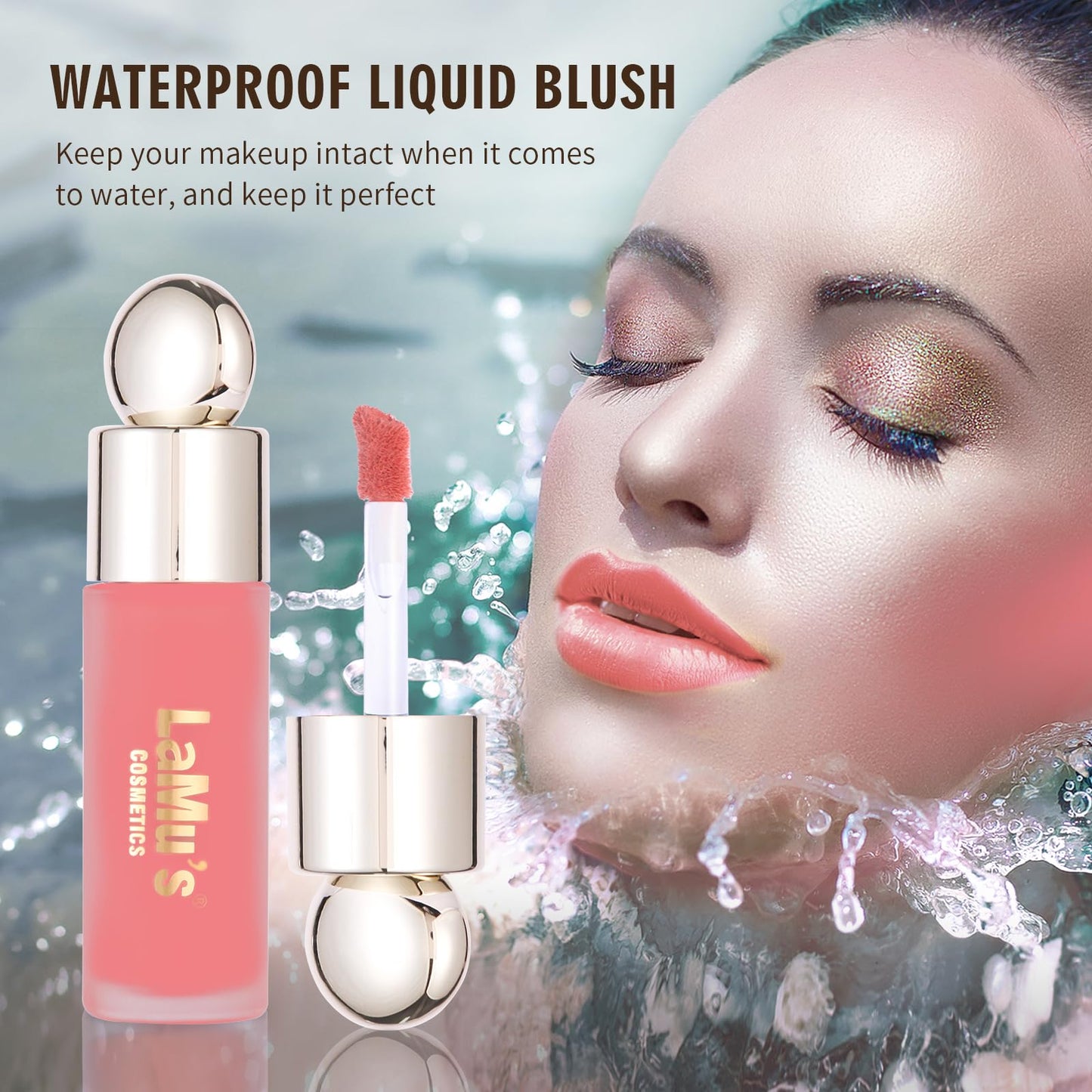 LaMu'S COSMETICS Soft Pinch Weightless Liquid Blush, Long-Lasting Beauty Natural Waterproof Face Liquid Blush For All-Day Wear (Happy-Cool Pink, 0.25fl.oz/7.5ml)