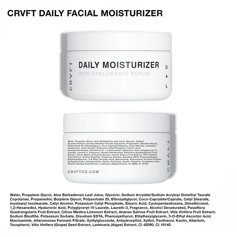 CRVFT 2-Step Men’s Facial Care Kit | Aloe Vera Face Wash 3oz | Hyaluronic Moisturizer 1oz | 2 Piece Complete Daily Face Care Routine | Look + Feel Your Best [Scented]