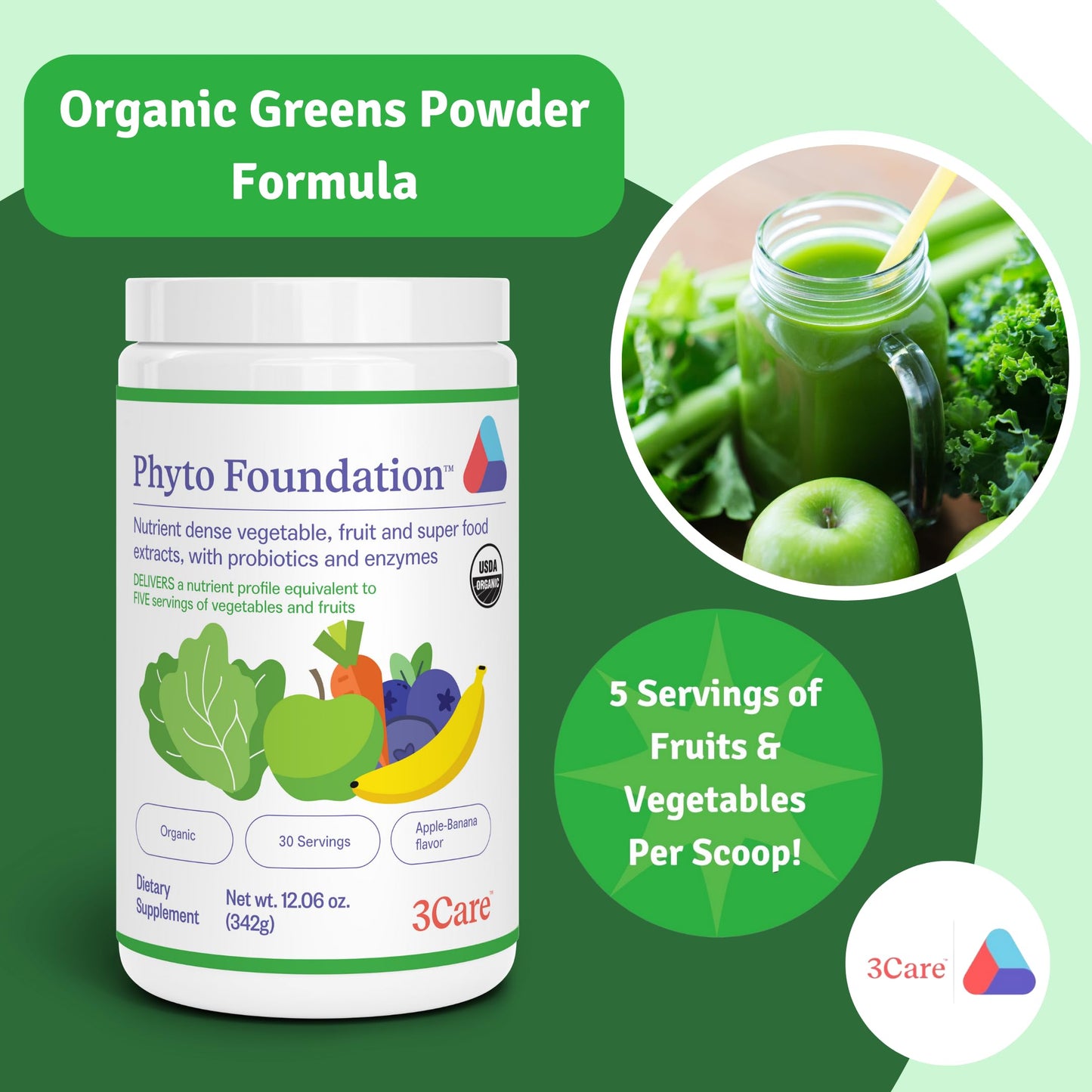 3Care Phyto Foundation-Greens, antioxdants, probiotics and More