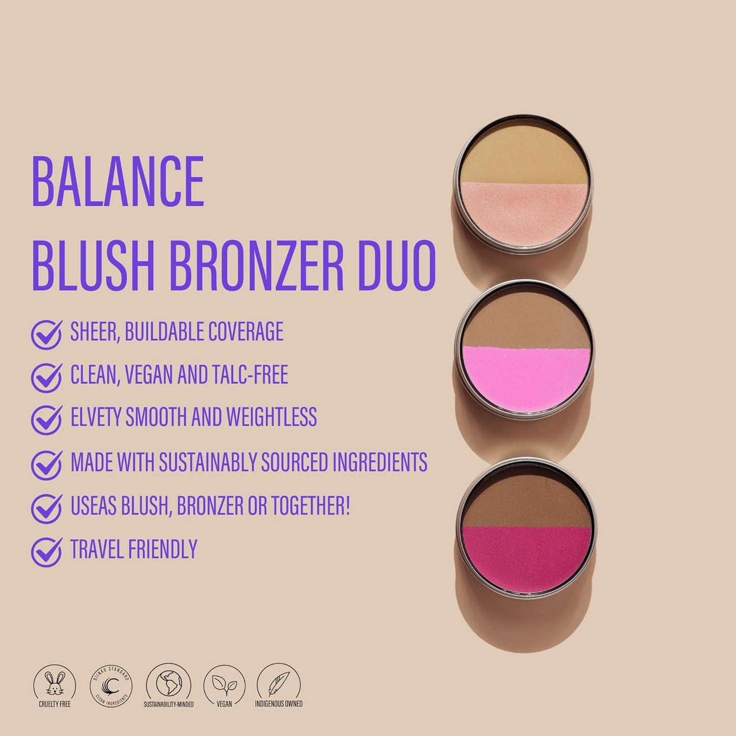 Cheekbone Balance Blush/Bronzer - Talc-Free Multi-Use Compact with Soft-Matte Finish | Vegan, 0.38 oz.