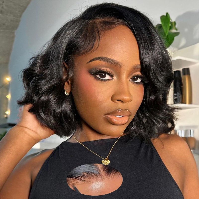 Dunmud 5x5 HD Lace Front Wigs Human Hair Body Wave Wig for Black Women 180% Density 8-16 Inch Glueless Wig