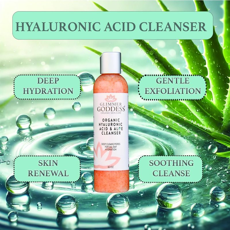 Glimmer Goddess Organic Exfoliating Face Cleanser - Anti-Aging with Micro Jojoba Pearls | 8 oz
