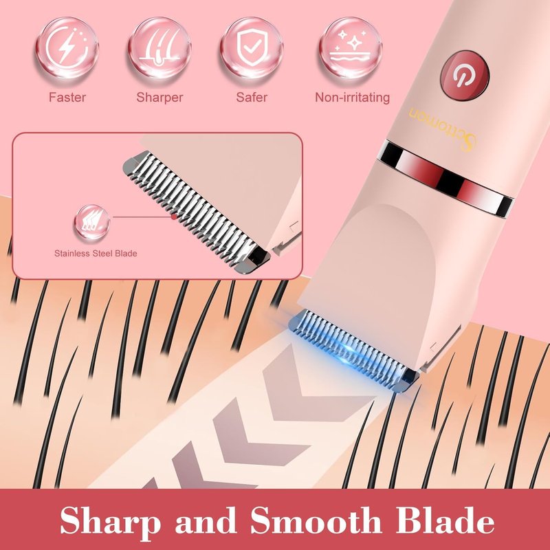 Scttomon 3-in-1 Electric Razor IPX7 Waterproof Bikini Trimmer Wet & Dry Use Painless Personal Trimmer Groomer for Ladies Face Body Legs Bikini Public Hairs Electric Lady Shaver with Replaceable Heads