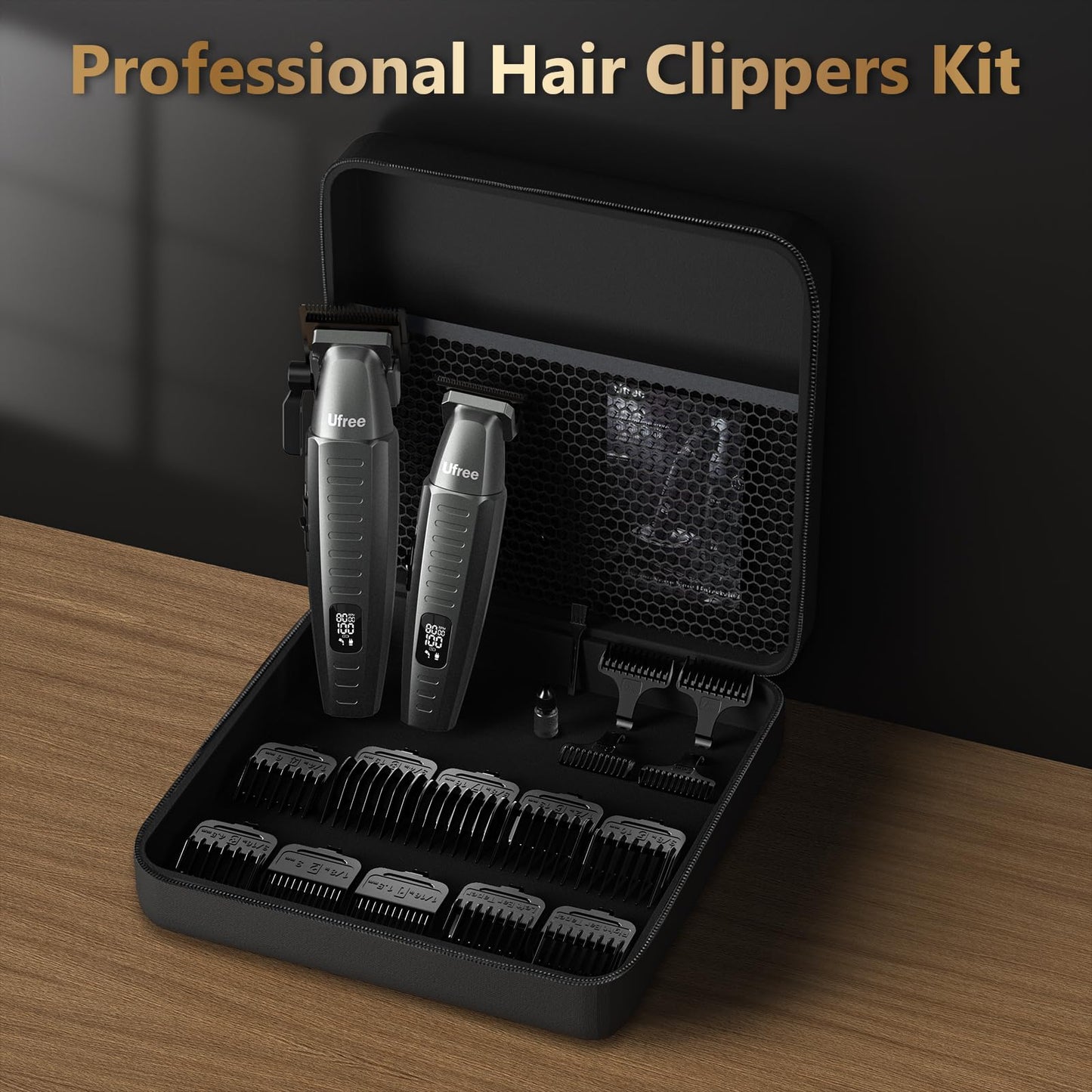 Ufree Cordless Hair Clippers for Men, Professional Barber Clippers Set