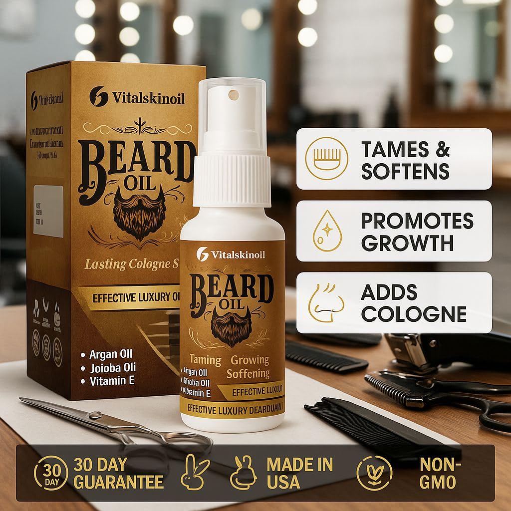 Beard Oil for Men - with Argan Jojoba & Vitamin E - Cologne Scent - 100 ml - taming conditioning & growth