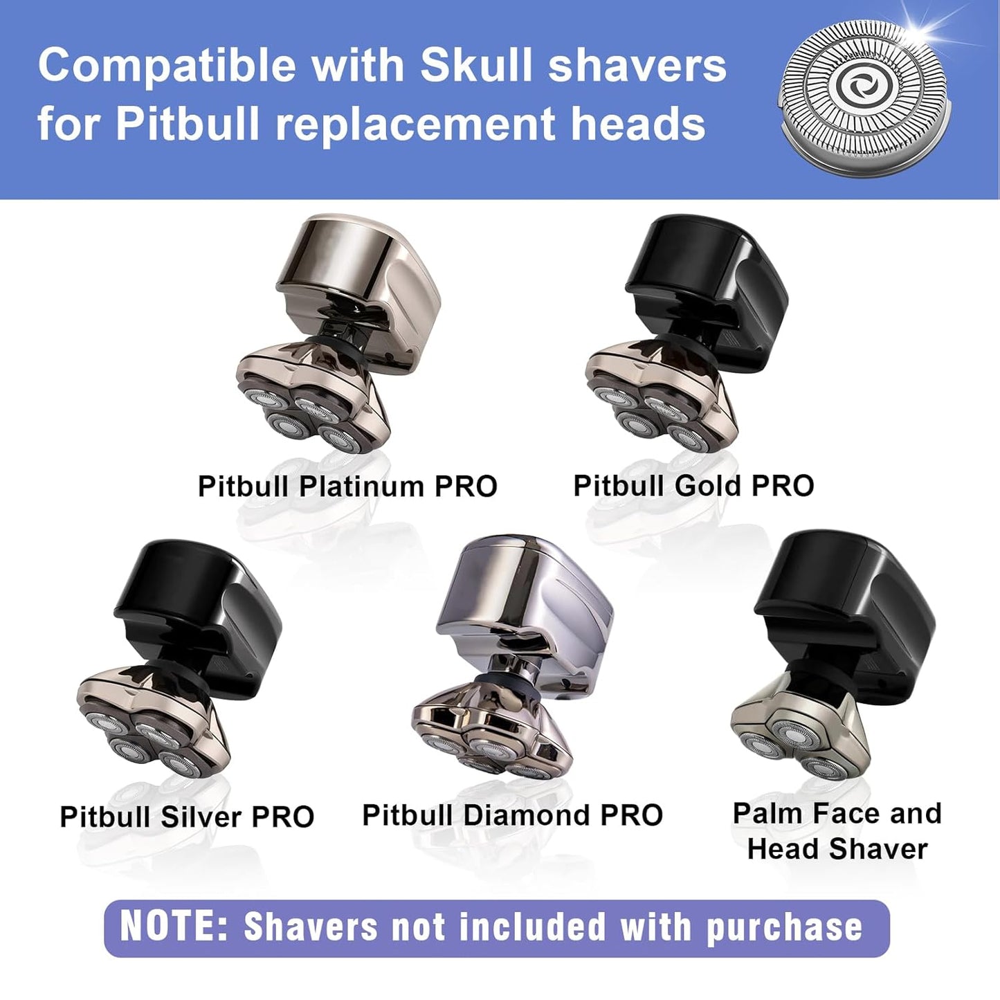 Pitbull Gold Pro Replacement Blades - 16 Pack for Skull Shaver Heads | Precision Cutting Performance