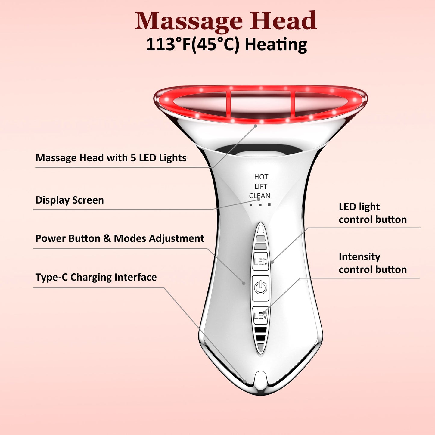 5 color beauty device for face and neck