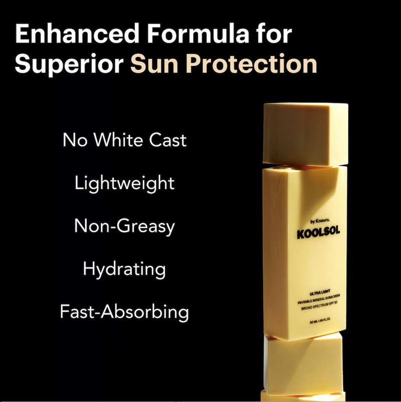 Mineral Invisible Korean Centella Face Sunscreen | No White Cast | Reef Safe | Non-Greasy | For Sensitive Skin | Aloe, Niacinamide, and Panthenol | 50mL | Travel Safe | KOOLSOL by Knours