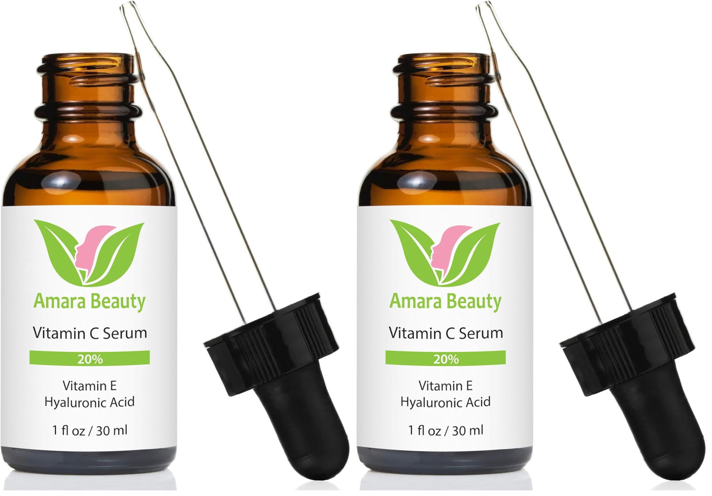 Vitamin C Serum for Face 20% with Hyaluronic Acid & Vitamin E, 1 fl. oz. (Pack of 2)