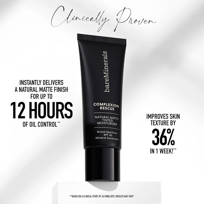 bareMinerals Complexion Rescue Tinted Moisturizer - Oil-Free Mineral SPF 30 Hydrating Cream | Lightweight Formula