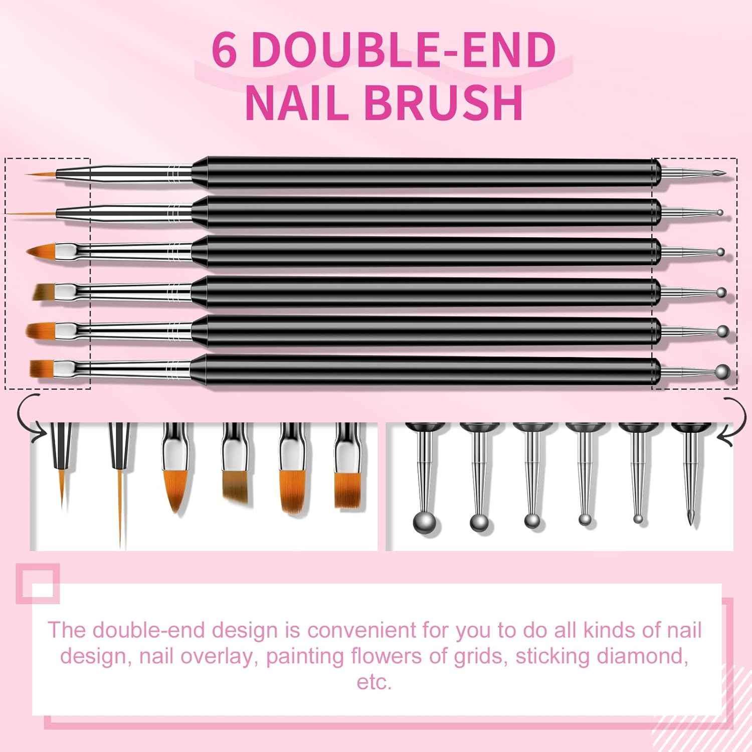 Professional SAVILAND LED & UV Builder Nail Gel Kit with 6 Double-End Nail Art Tools