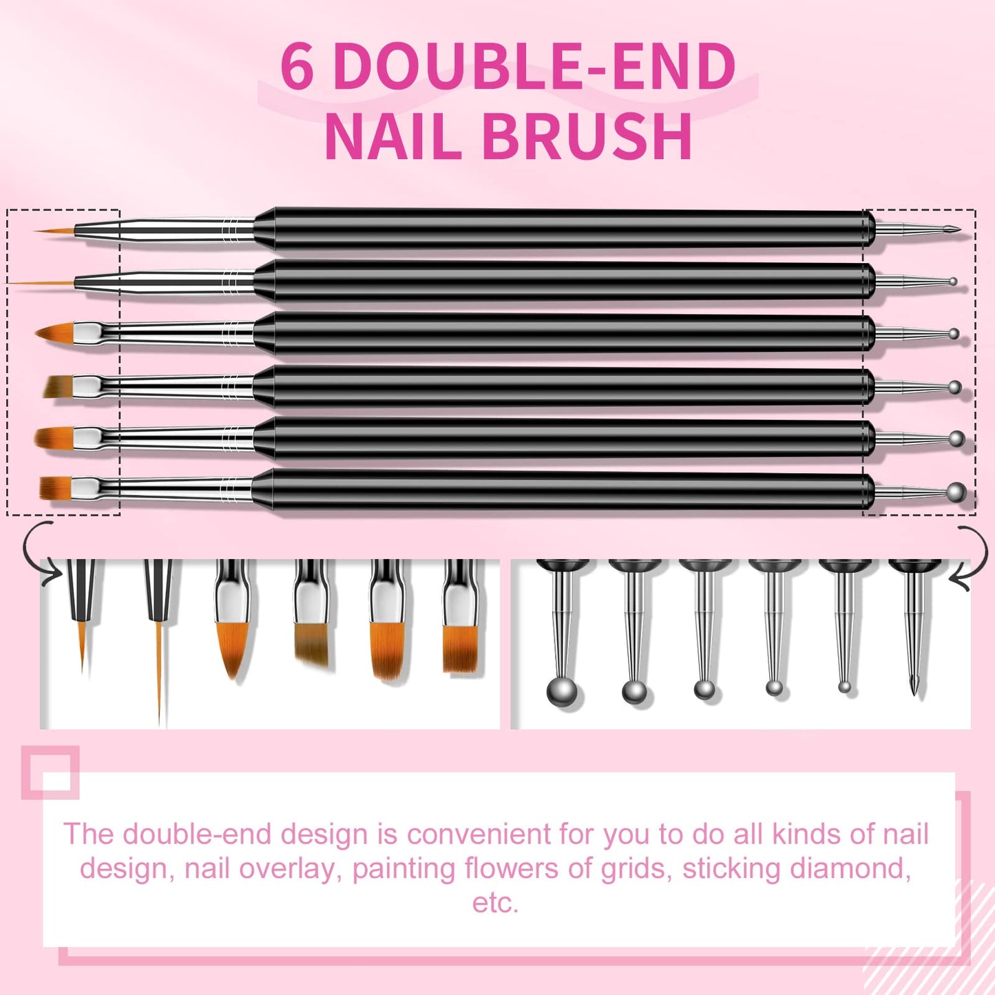 SAVILAND LED & U V Builder Nail Gel with 6pcs Double-End Nail Art Tools Professional Nail Art Kit
