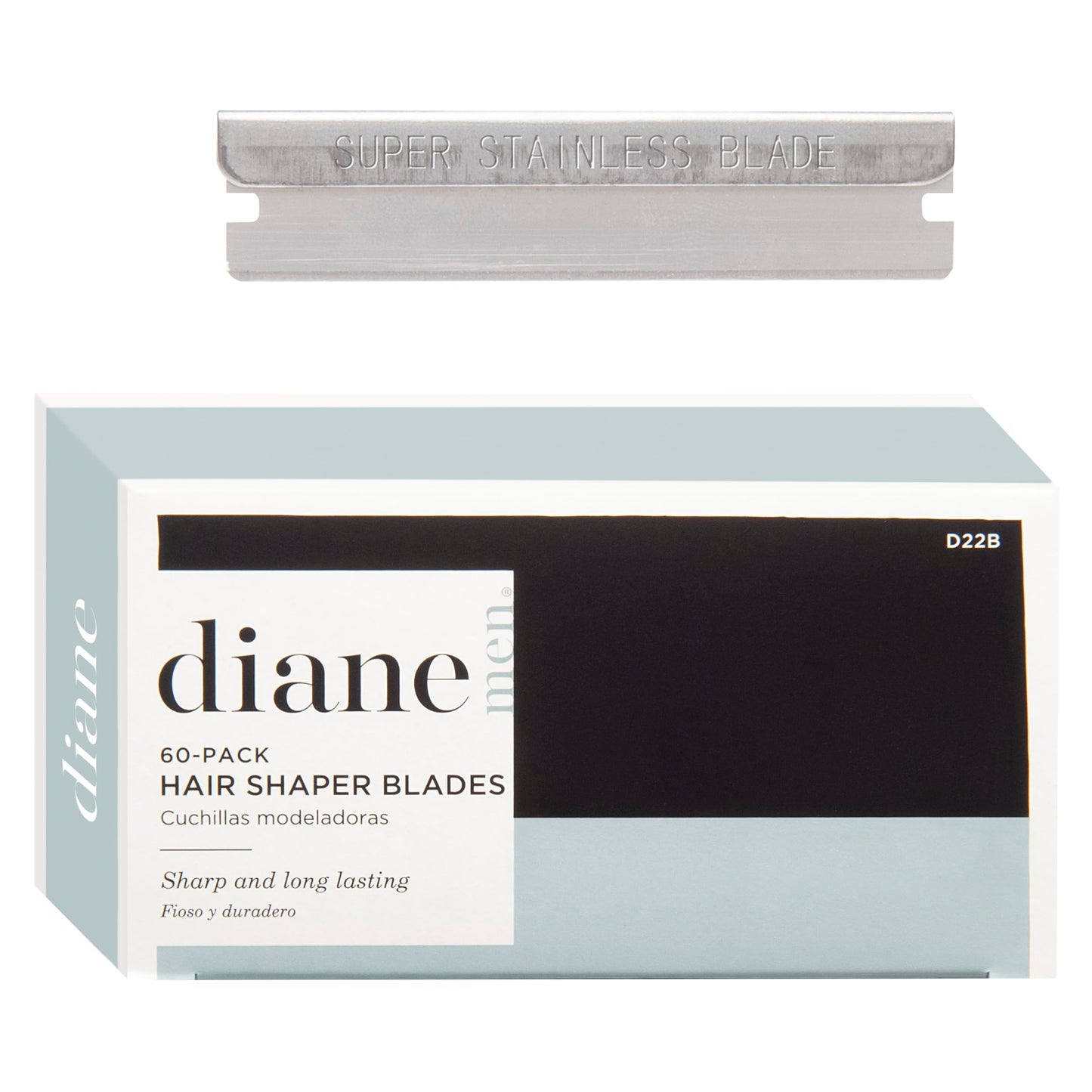 Diane Hair Shaper Razor Blades, Polymer Coated Stainless Steel Material, Precise Shaping, Trimming, and Cutting, Razor Refills for Barber, Straight Edge Razor Blade, 60-Pack