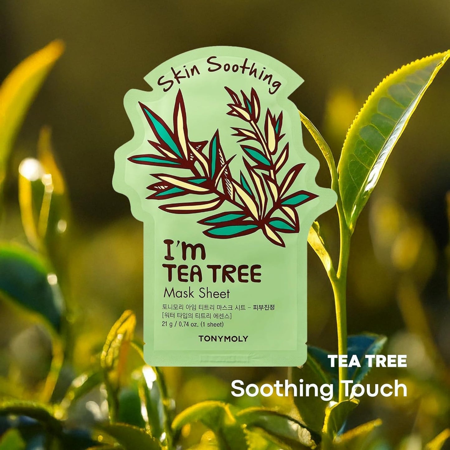 TONYMOLY I’m Tea Tree Sheet Mask 10-Pack – Hydrating & Soothing Korean Face Masks with Tea Tree Extract, Vitamin-Infused Skincare for Blemish-Prone & Radiant Skin