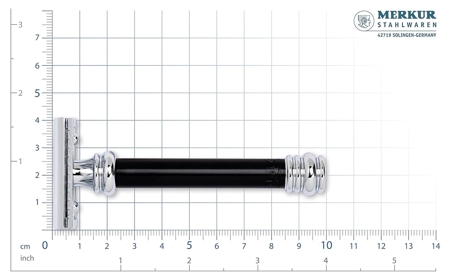 Merkur 38B Double Edge Safety Razor - Black Handle | Extra Large Brass Grip | Plastic-Free, Two-Piece Design