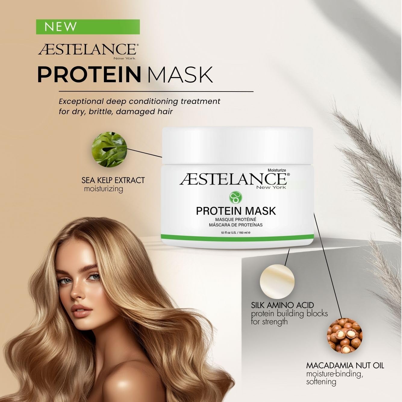 Protein Hair Mask - Deep Conditioning Treatment for Very Dry Hair | Ultimate Repair for Damaged Hair 5.1 fl oz