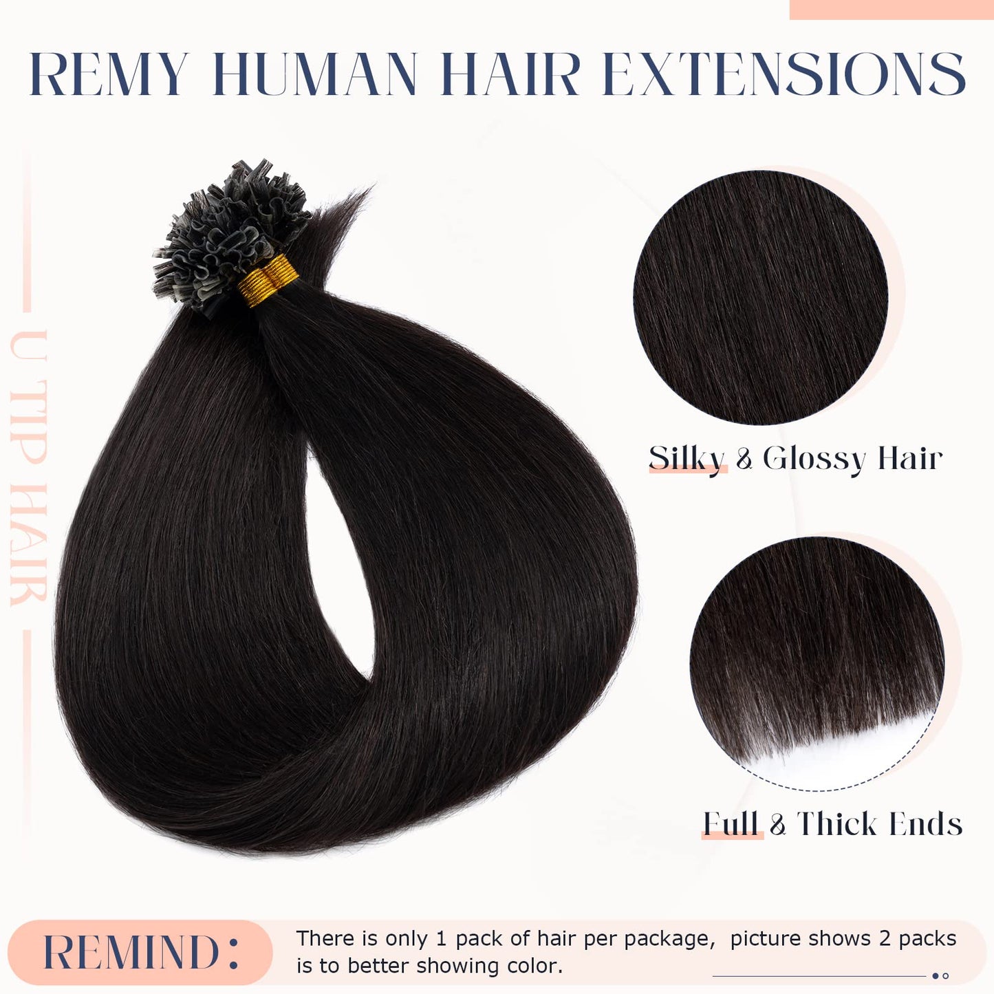 Hairro U Tip Human Hair Extension Pre Bonded Hot Fusion Hairpiece For Women Remy Tipped Hair Pieces Silky Straight Nail Tip Keratin Utips Hairpieces 14" 50g #02 Dark Brown