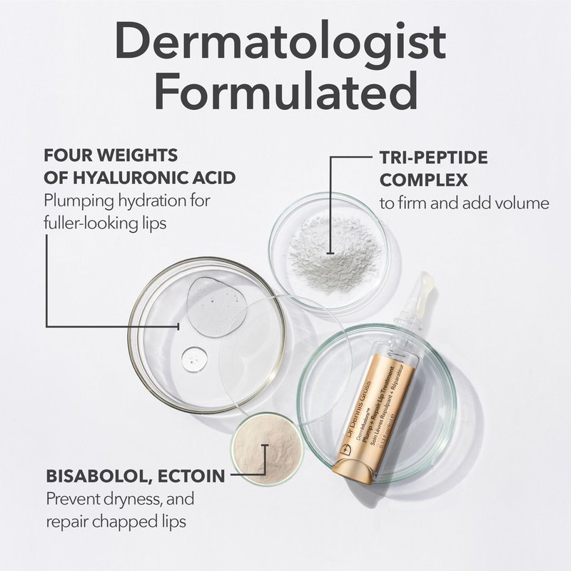 Dr Dennis Gross DermInfusions Plump + Repair Tinted Lip Treatment, Berry - Visibly Plumps & Defines Lips with Hyaluronic Acid & Peptides - Repairs Moisture Barrier - 4 mL