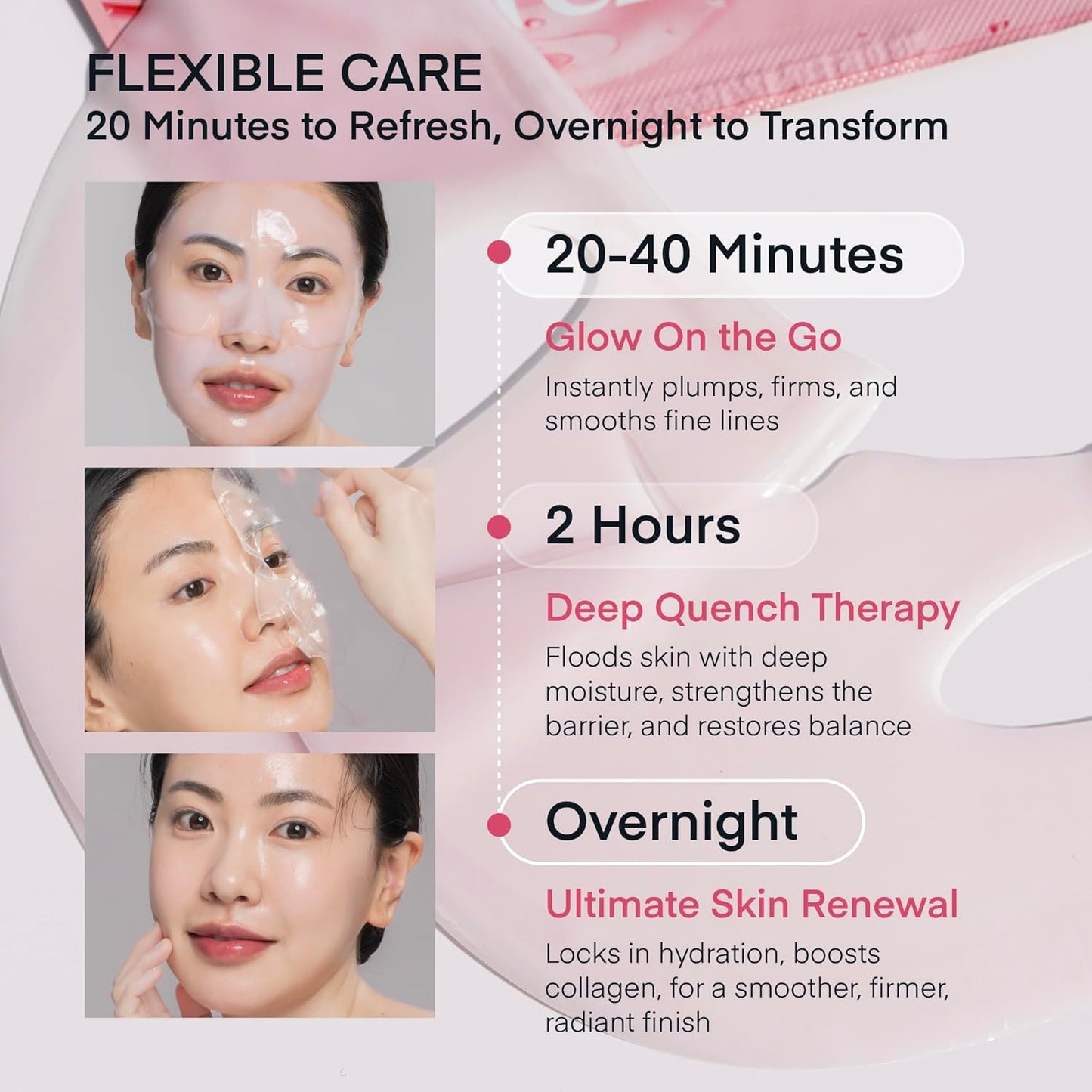 Real Deep Bio Collagen Face Mask - Korean Hydrogel Overnight Masks for Hydration & Glow | 8 x 33g