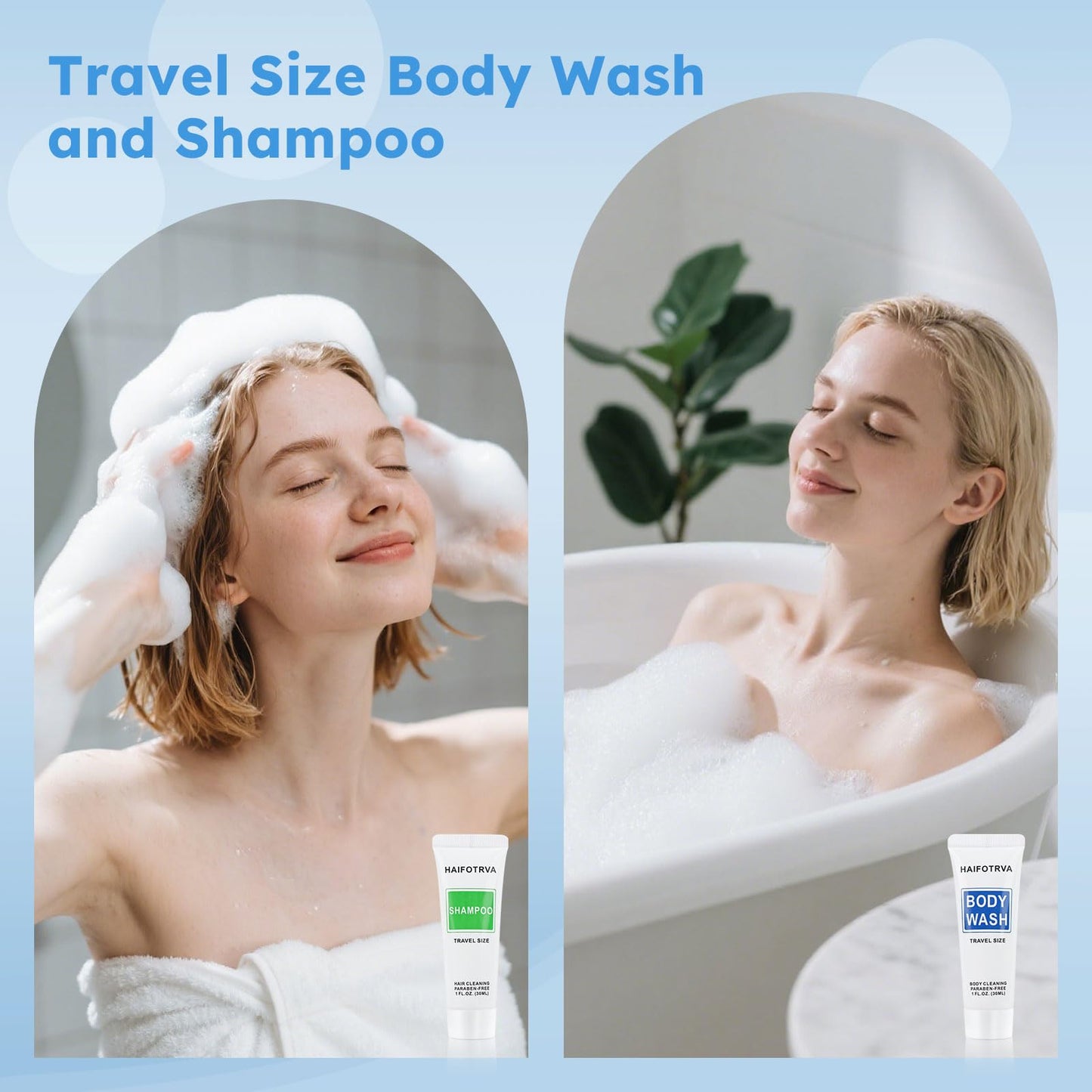 HAIFOTRVA Travel Size Shampoo and Body Wash Bulk Pack of 100,Individually Wrapped 30ml/1 fl oz Small Size Hotel Supplies Portable Toiletries Amenities Bulk for Guests,Travel,Homeless,Charity