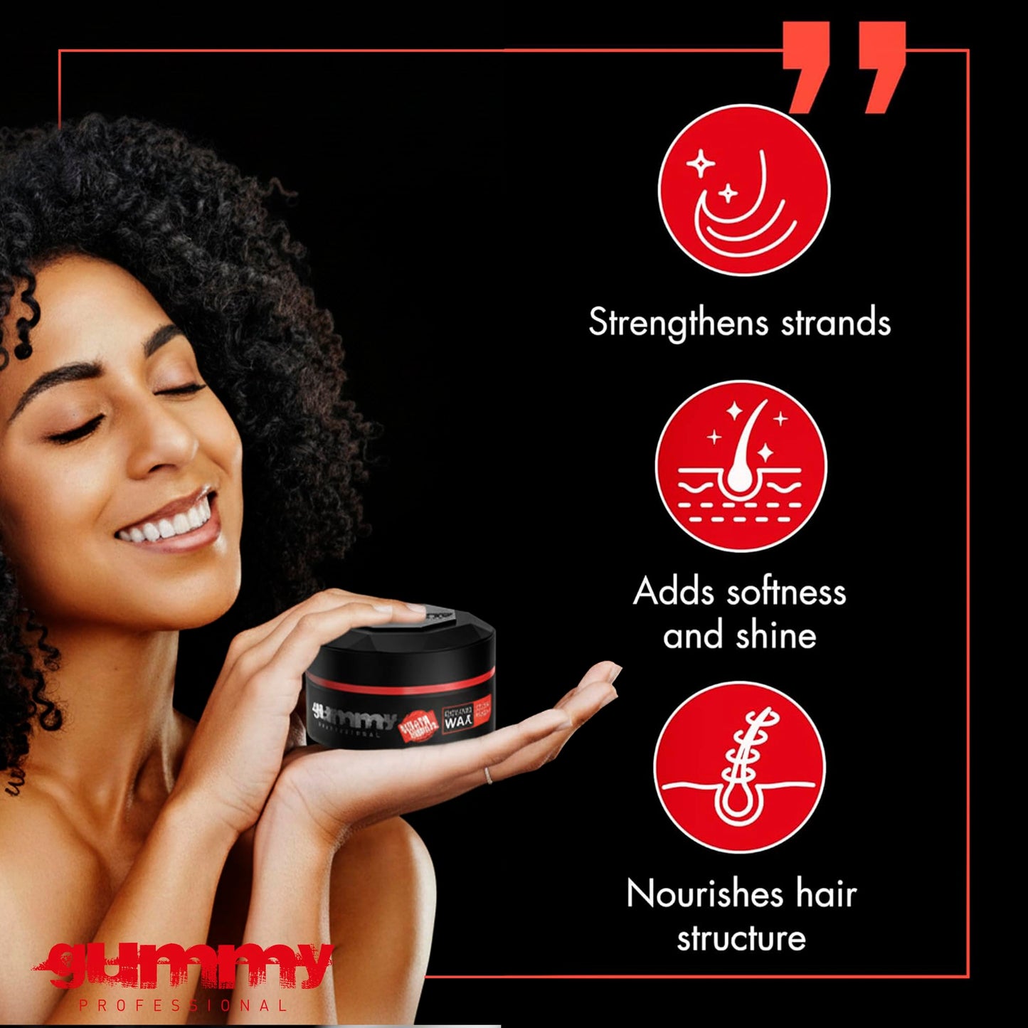 Gummy Professional Hair Styling Wax for Men - Ultra Hold Pomade for Dry, Damp Hair - Water-Based Texturizing Clay Paste with Provitamin B5 & Keratin - Strong Hold - Alcohol & Paraben-Free - 150ml