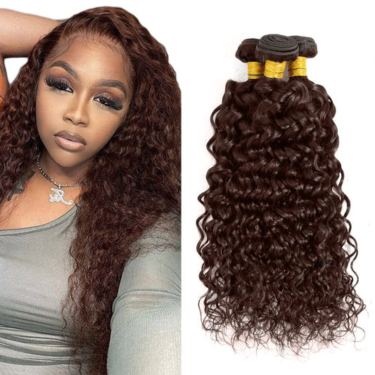 Brown Bundles Human Hair Chocolate Brown Water Wave Bundle Human Hair #4 Water Wave Bundles 18 20 22 inch 300g