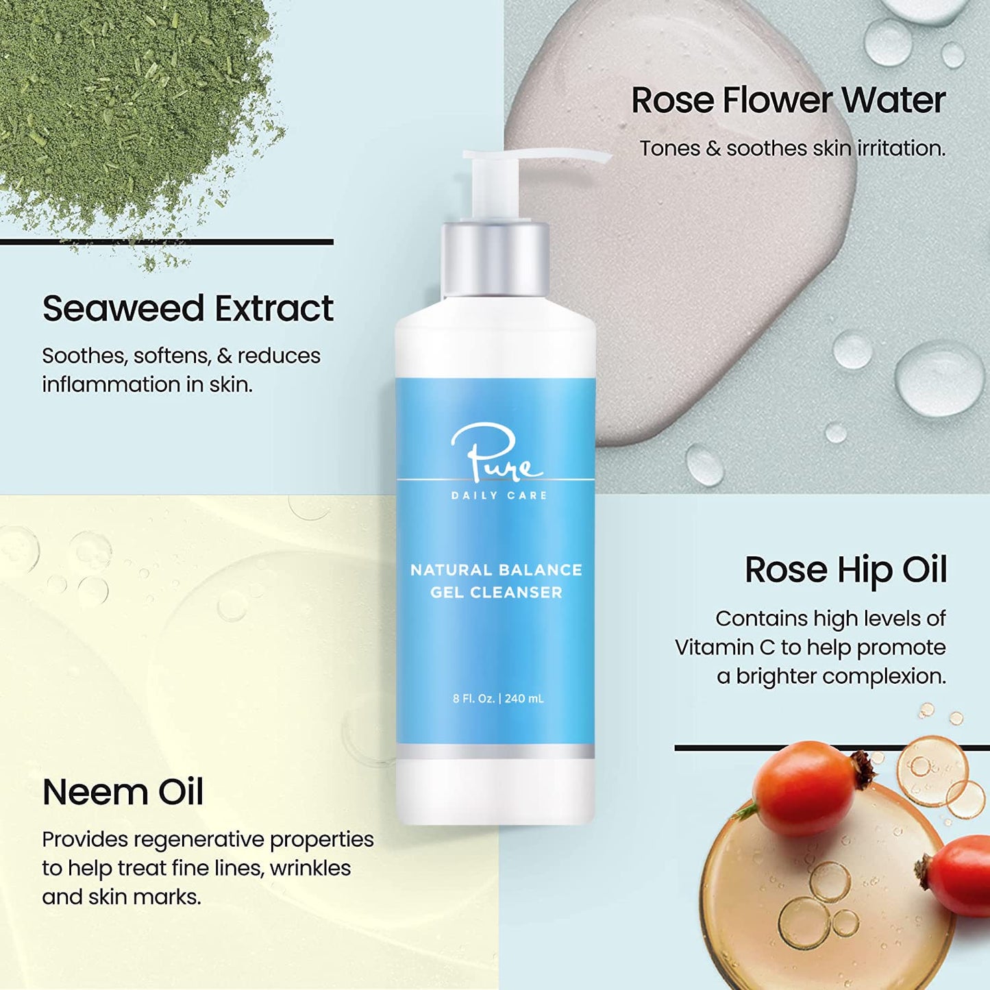 Natural Balance Gel Cleanser - Gentle Clinical-Grade Daily Cleanser | 8 Oz Refreshing Formula