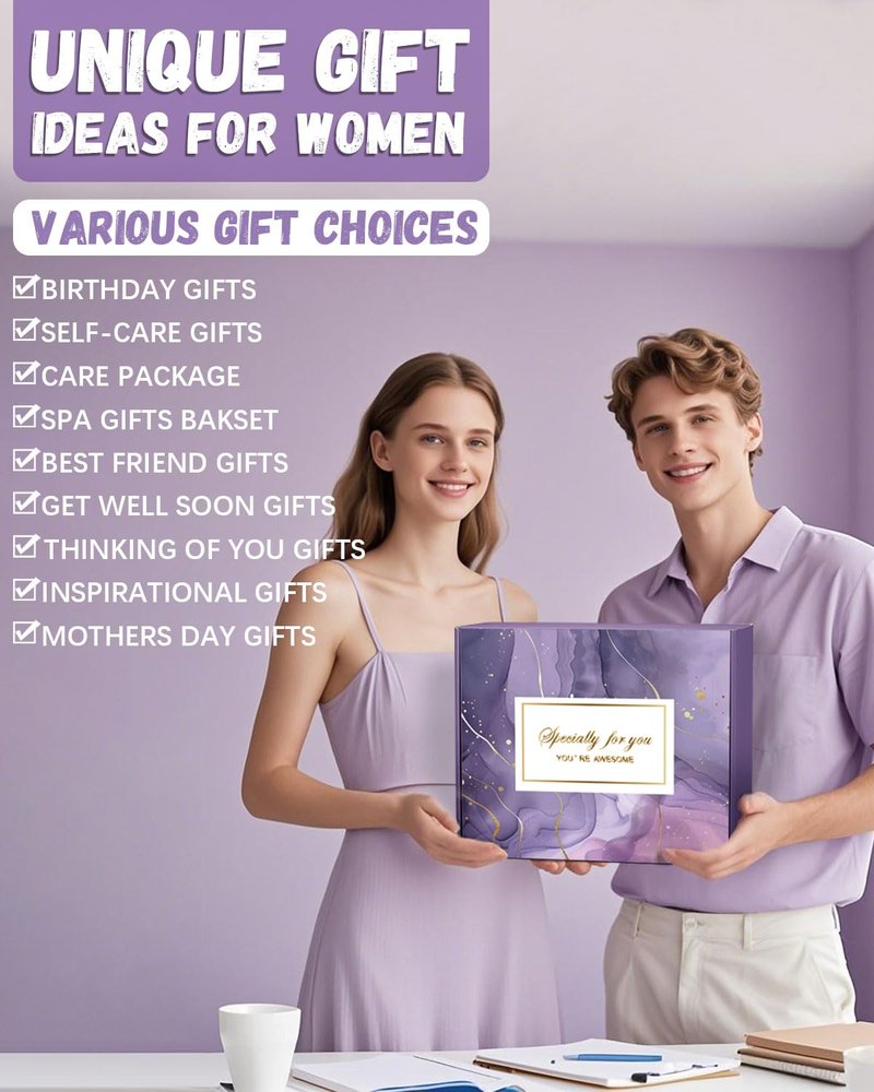 Spa Gift Baskets for Women - 12-Piece Self-Care Kit with Candle, Bath Salts & Eye Mask | Perfect Gift for Mother's Day, Birthdays & Get Well Soon