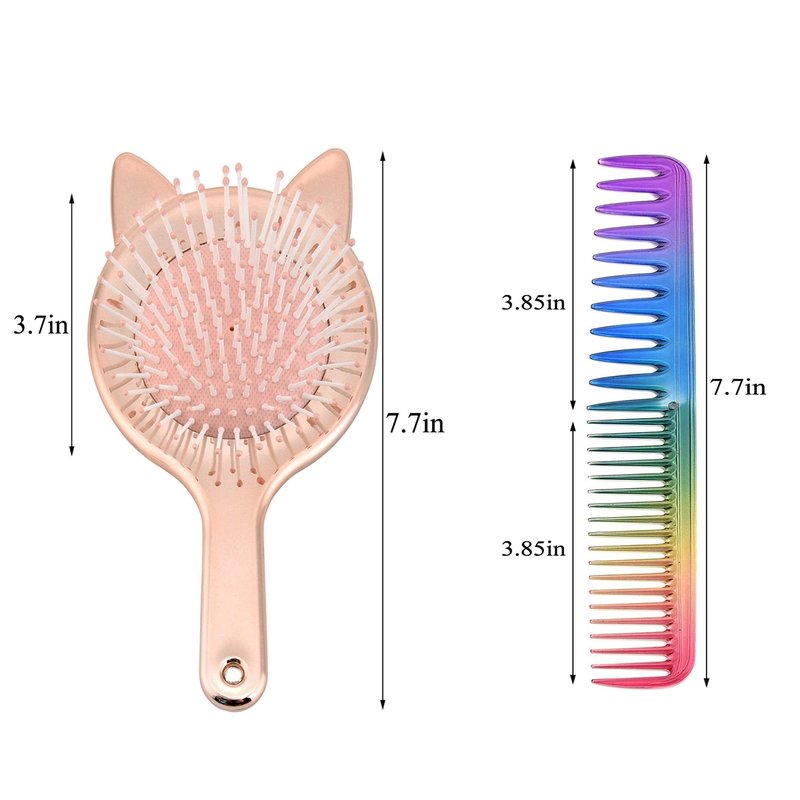 Aethland Toddler Hair Brush Set - Detangling Brush for Curly Hair and Rainbow Color Hairdressing Comb for Fine Thick Hair