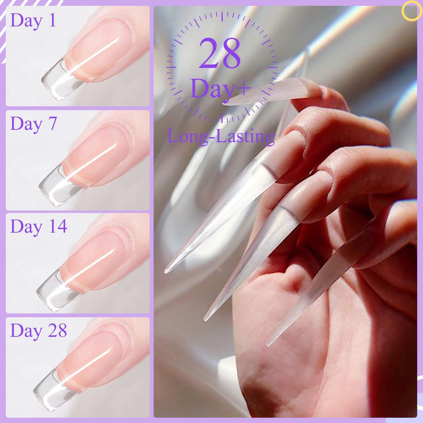 SAVILAND LED & U V Builder Nail Gel with 6pcs Double-End Nail Art Tools Professional Nail Art Kit