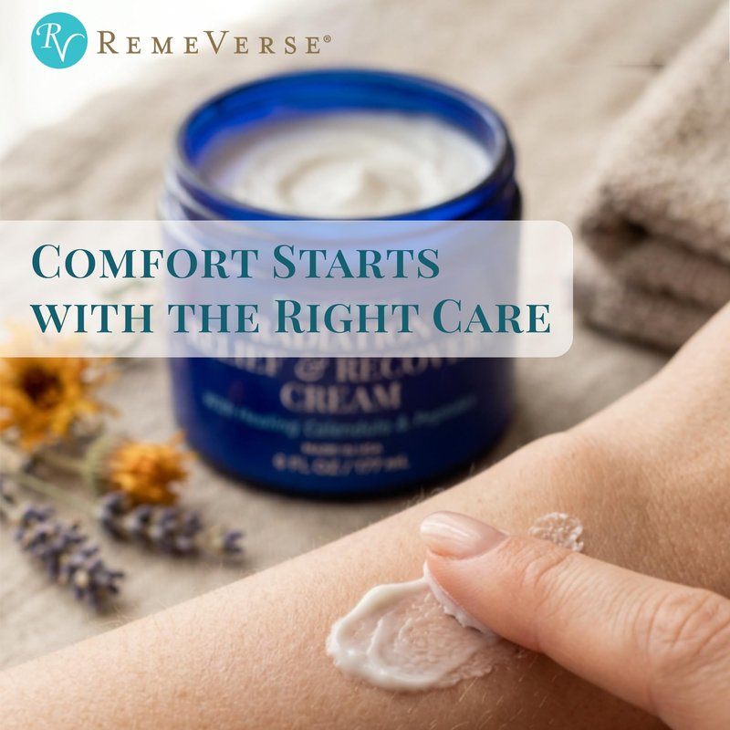 RemeVerse Radiation Cream – Unscented, Gentle, Hyaluronic Acid, Peptides & Calendula Cream for Burns, Soothing Skin and Hydrate Sensitive Skin, Radiation Treatment Skin Care – 6 fl oz