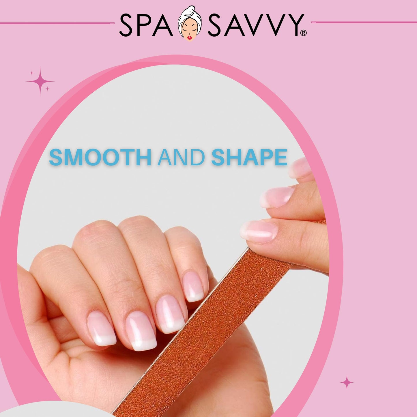 Spa Savvy Nail File Set, 50 Count, Double Sided 4.5 Inch Emery Boards for Regular, Gel, and Acrylic Nails, Pedicure and Manicure Tools