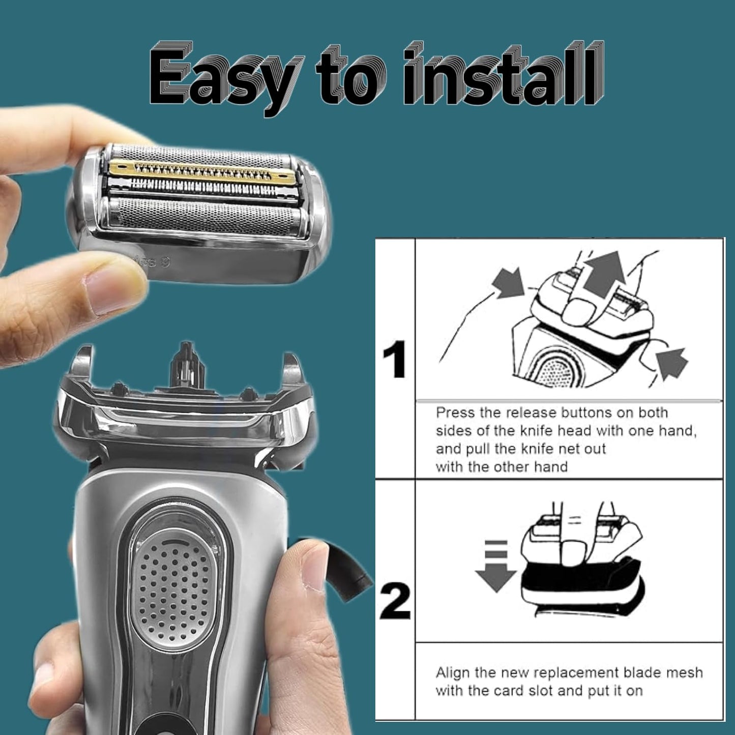 Series 9 92S Replacement Head Electric Shaver blade Compatible with Braun Series 9 Shavers 290cc, 9291cc, 9370cc, 9293s, 9385cc, 9390cc, 9330s, 9296cc Shaver(1 pack Silver)