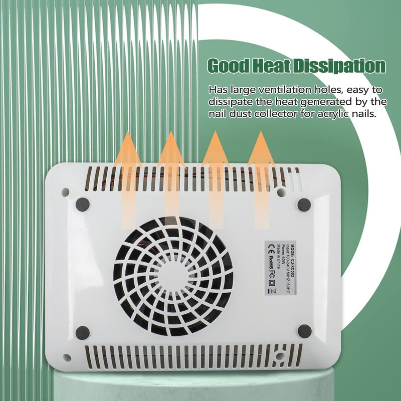 BQAN Nail Dust Collector for Nails Salon, 60w Extractor Vacuum Dust Collector Powerful Nail Fan, with 1pcs Nail dust Brush, Hand Cushion, and Lamp