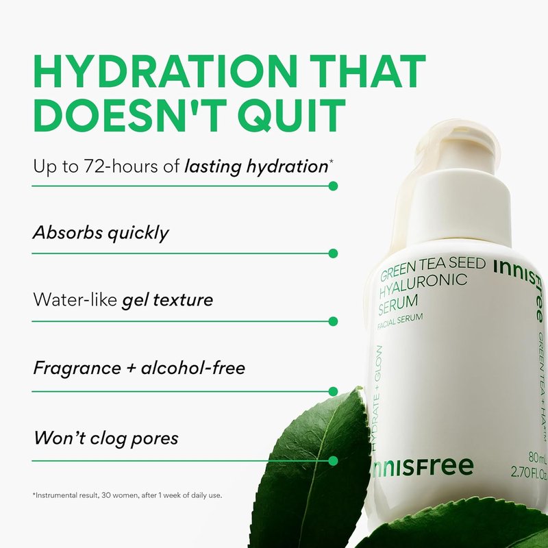 Innisfree Green Tea Seed Hydrating Serum - Korean Face Serum with Hyaluronic Acid & Niacinamide | Glow & Skin Barrier Support