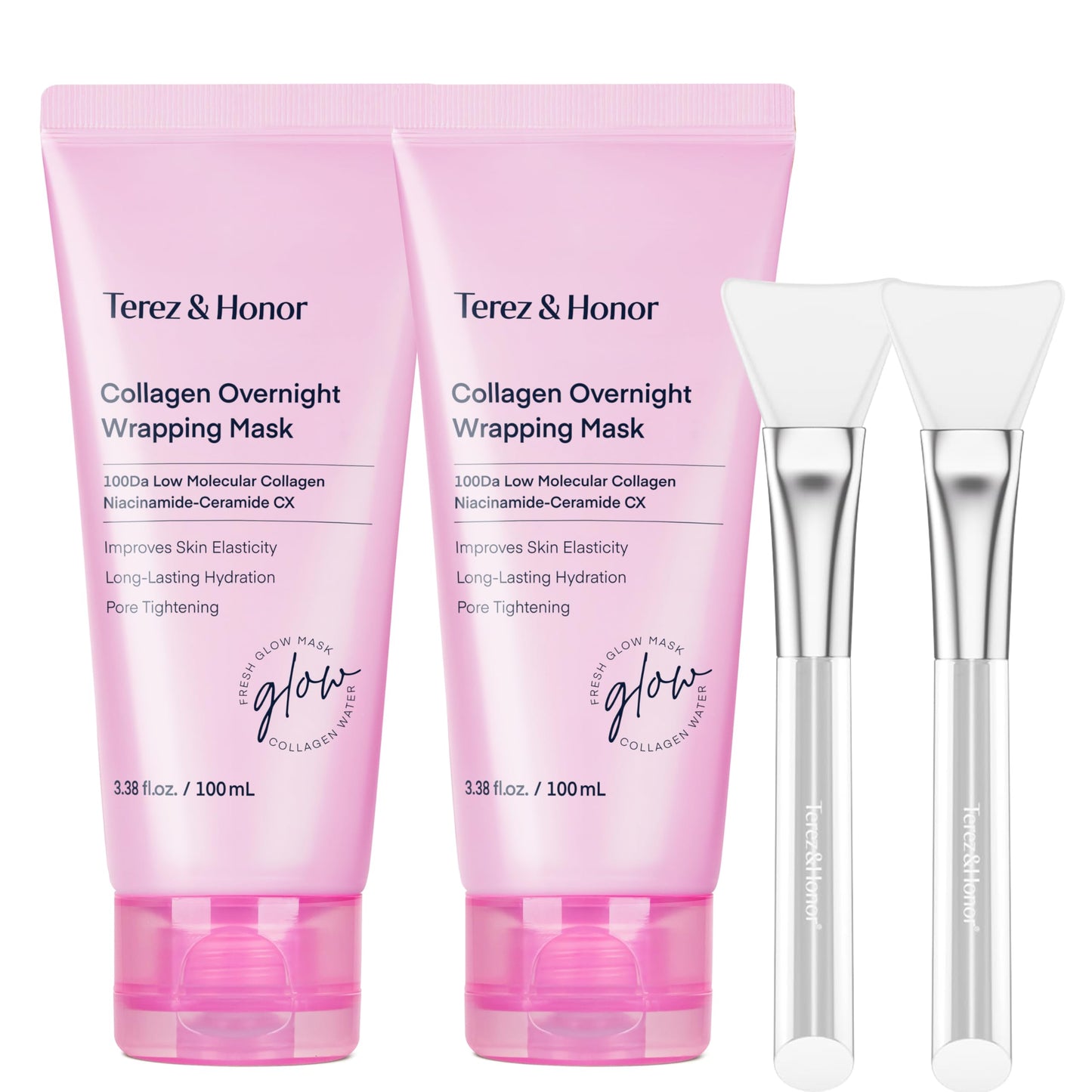 TEREZ & HONOR Collagen Night Wrapping Peel Off Mask & TremellaGlo Essence Face Serum Day & Night Glow Duo, for Elasticity, Hydrating & Glow, Korean Skincare, Dermatologist Tested