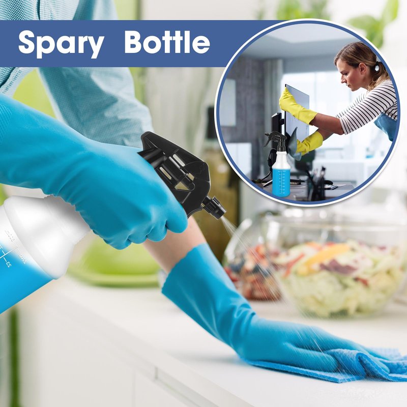 Gandeer 10 Pack Spray Bottles 16 oz Empty Water Spray Bottles for Cleaning Heavy Duty Refillable Squirt ‌container with Measurements Adjustable Nozzle for Household(Black,Stylish Style)