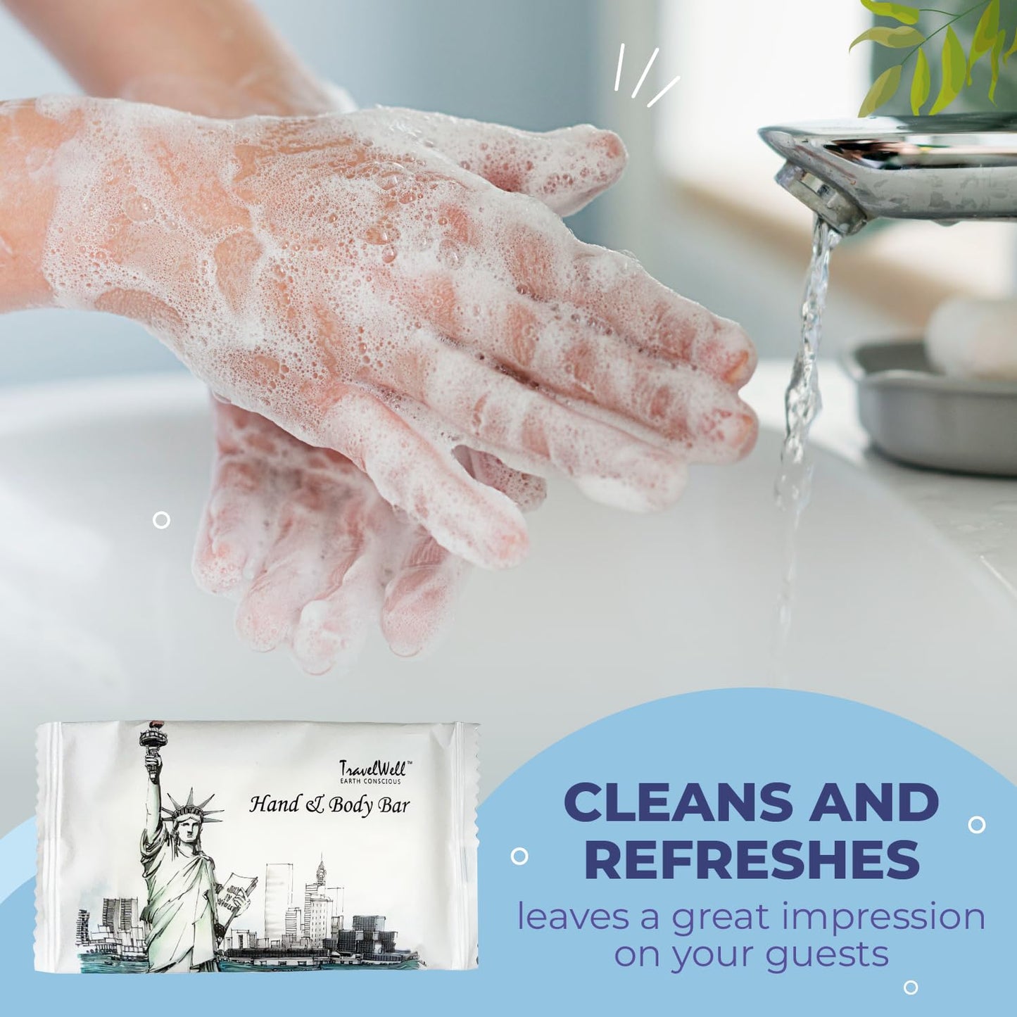 Travelwell Rectangular Bar Soap - Individually Wrapped Hotel-Style Bars - Compact Travel Soap for Toiletry Kits - Bulk Toiletries for Hotels & Care Kits - Pack of One Hundred, 0.5 lb