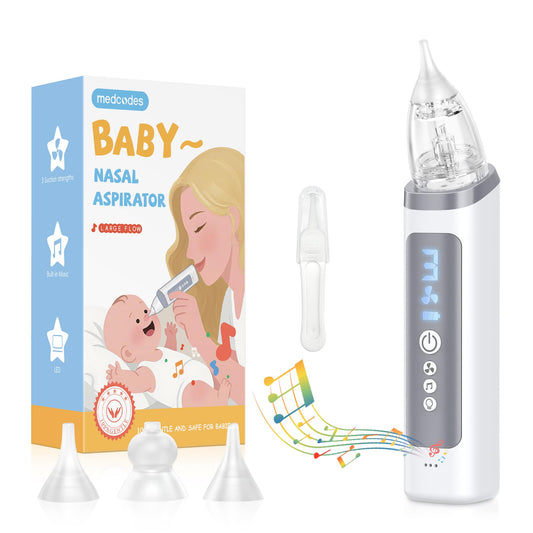 Medcodes Nasal Aspirator for Baby, Electric Nose Sucker for Baby & Toddler, Congestion Relief with 3 Levels Suction,Soothing Light & Nursery Rhymes (Large A)