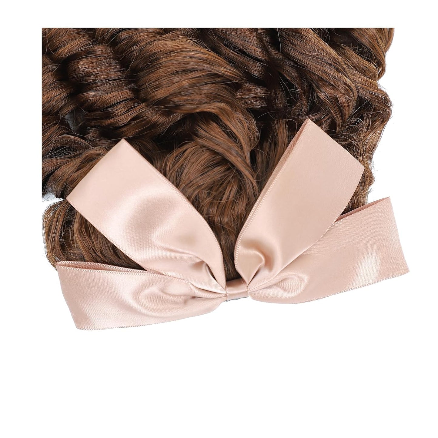 Regency Ponytail Hairpiece - Synthetic Half Wig with Bow & Spiral Curl | Light Auburn Color