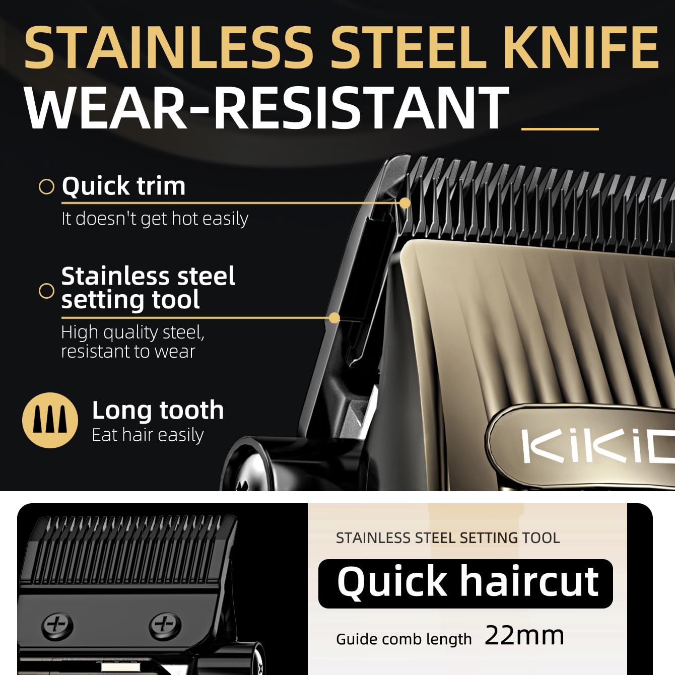 KIKIDO Hair Clippers for Men + T-Blade Trimmer Kit, Rechargeable Barber Trimmer with LCD Display & Guide Combs for Hair Cutting, Cordless Hair Clipper, Professional Clippers Set for Home Use
